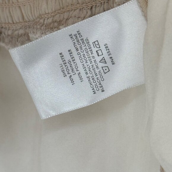 Express Women's Beige Striped V-Neck Blouse chiffon size xl lined Peplum - Picture 6 of 10